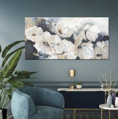 Kanvas Tablo Flower Varity K897 90x90cm Kanvas Tablo - Altın Metal Çerçeve-