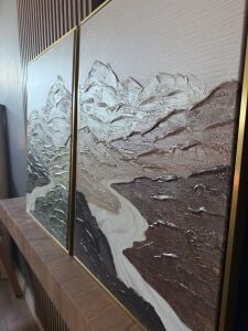 İkili Yağlı Boya Dokulu Kabartmalı Dağ Yolu 50x70cm