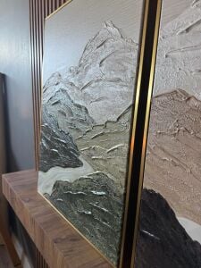 İkili Yağlı Boya Dokulu Kabartmalı Dağ Yolu 50x70cm