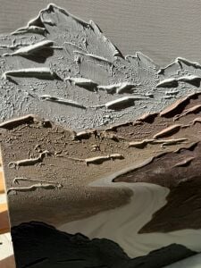 İkili Yağlı Boya Dokulu Kabartmalı Dağ Yolu 50x70cm