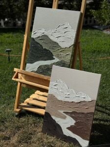 İkili Yağlı Boya Dokulu Kabartmalı Dağ Yolu 50x70cm